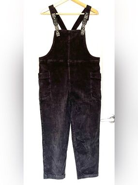 KAVU San Juan Black Corduroy Overalls Size S Small Webbing Straps Cargo Gorpcore